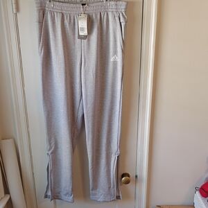 adidas Men's Heather Gray Track Joggers with Zip Hem